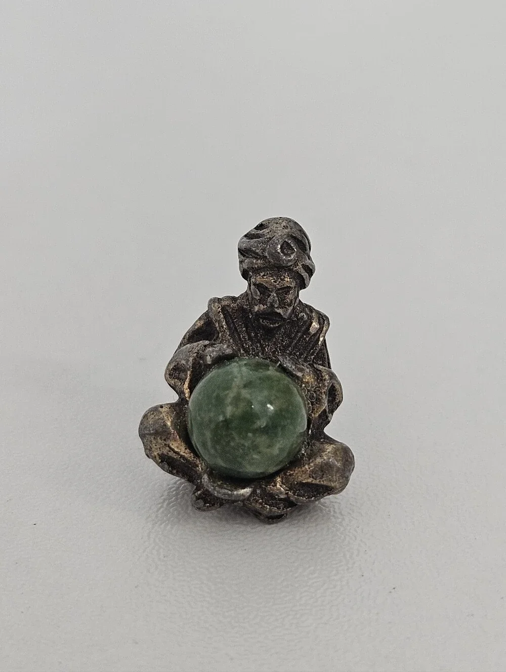 Vintage Rare Seer Fortune Teller Holding Natural Stone Ball Tie Tack Pin